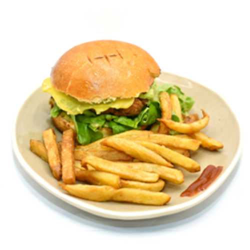 BURGER VEGAN POIS CHICHE OU QUINOA + FRITE MAISON